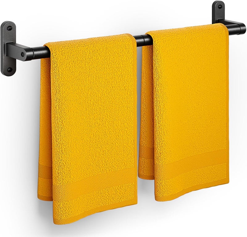 Powools Towel Rack for Bathroom - 24" Rustproof Towel Holder, Sturdy Towel Bar Wall Mounted, Space-Saving Towel Hanger, Bathroom Accessories, Home Decor, Apparment Essentials, Black - Image 1